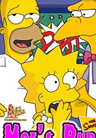 Comics toons Drunk Moe and Homer fucking Lisa's asshole under the pub