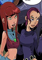 comix Raven and Starfire are night club sluts fucking in toilet adult