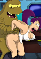 Comics toons Futurama with big boobs was fucked by green monster alien