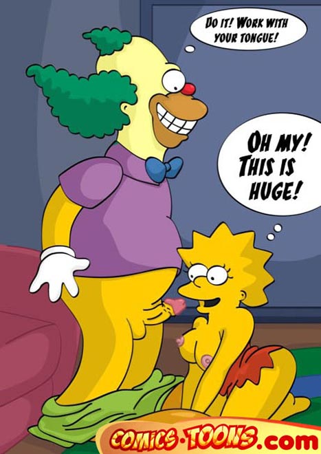 467px x 660px - Comics Toons ][Cute Lisa and Bart Simpsons was trilled by Krusty clown