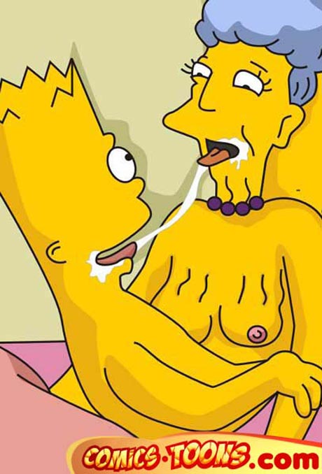 The Simpsons horny granny love fucking with Bart and Homer