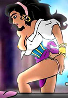 cartoon pornSweet Esmeralda playing with her tits action