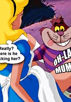 Nude Alice sucking Cheshire's cat long dick famous toons porn