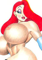 drawn Jessica Rabbit masturbate in a shower cartoon